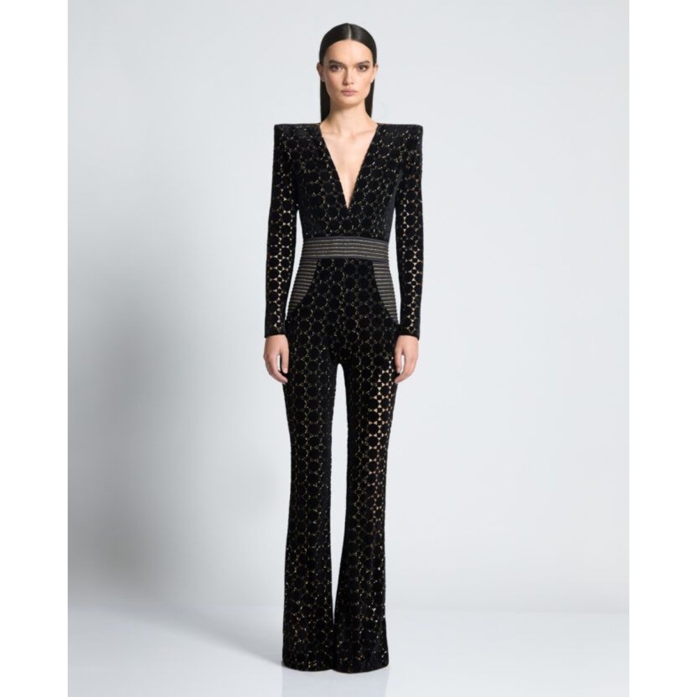 Zhivago Black and Gold Geometric Jumpsuit
